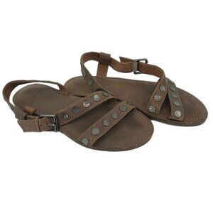 Frye Brown Silver Strappy Sandals | Adjustable Strap